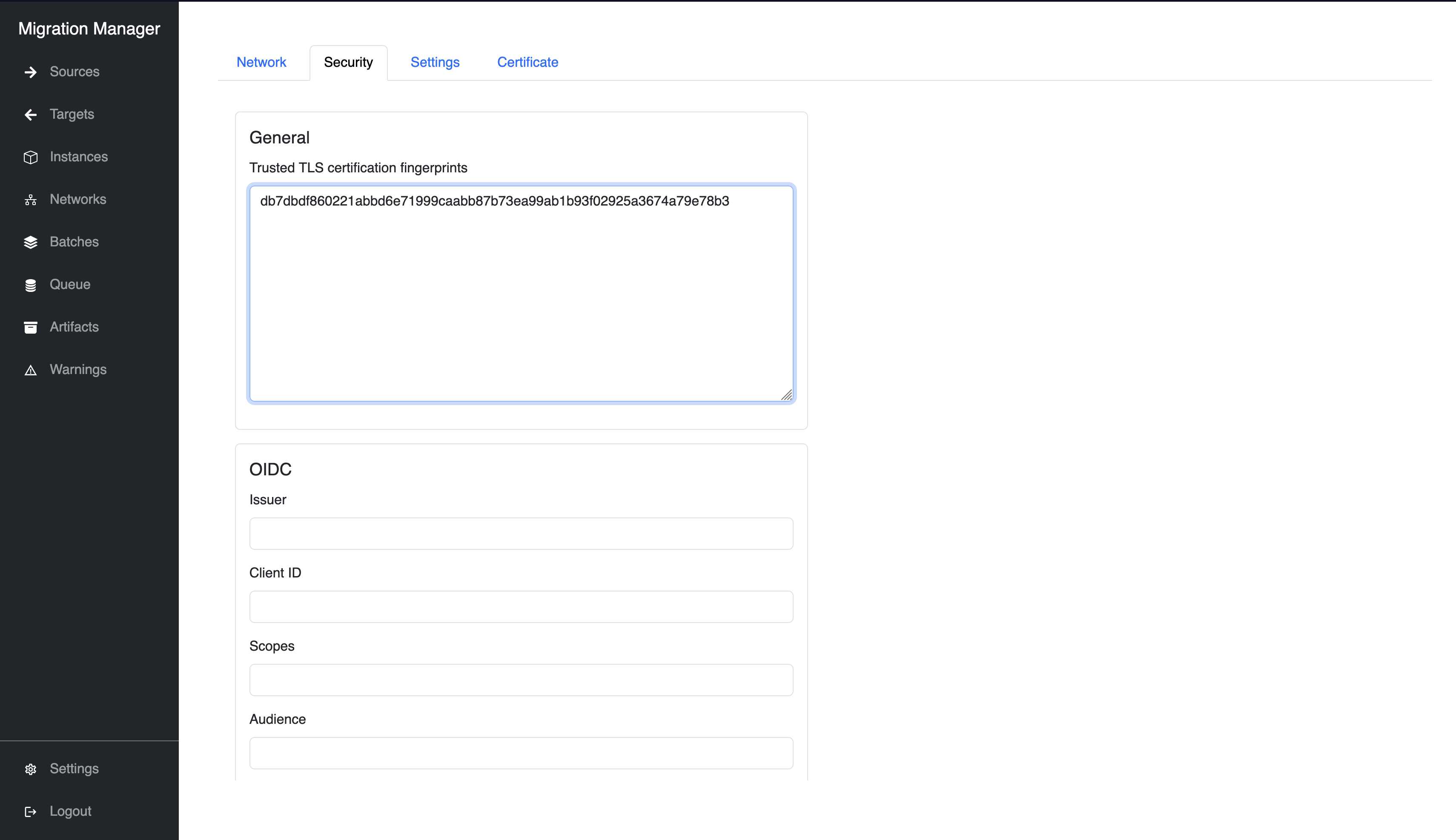 Add or remove trusted TLS client certificate fingerprints