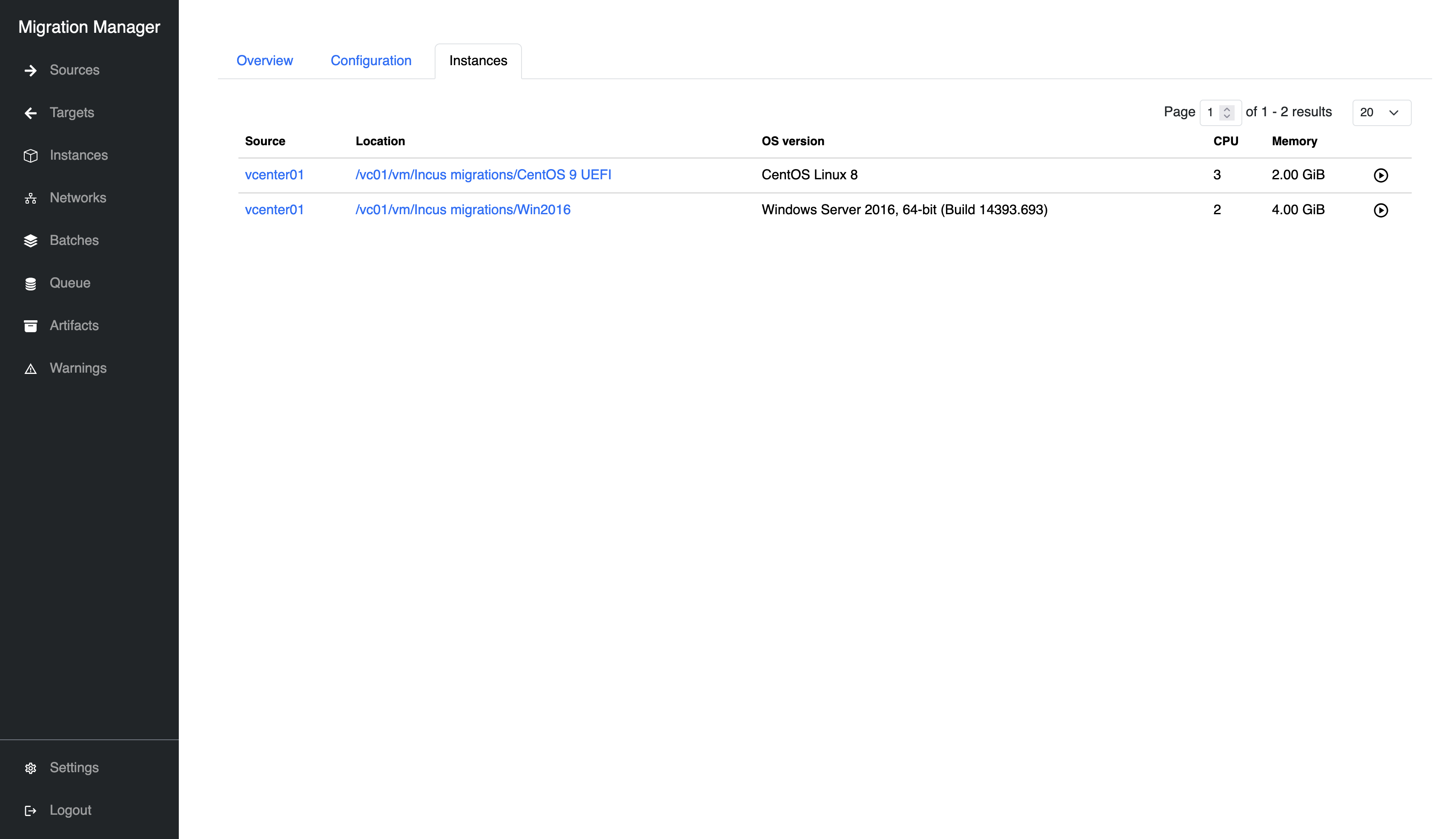 List batch instances