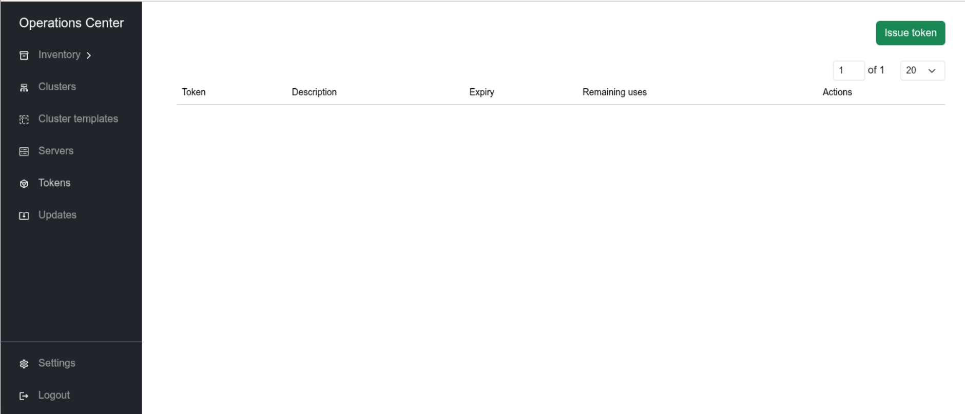 Operations Center UI - Tokens