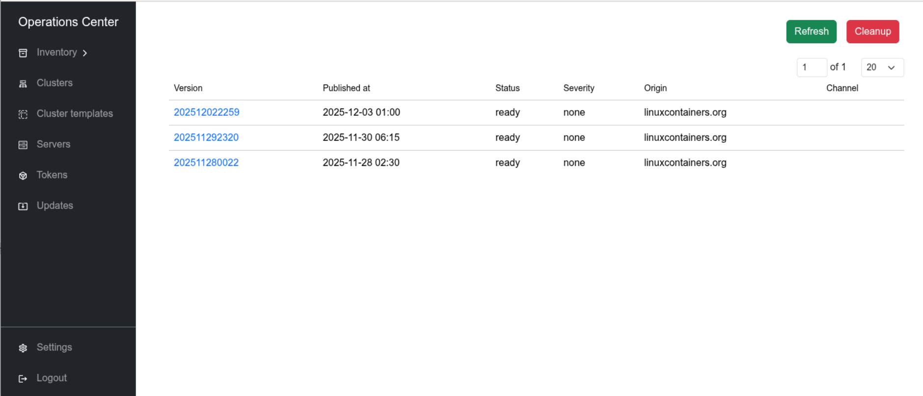 Operations Center UI - Updates