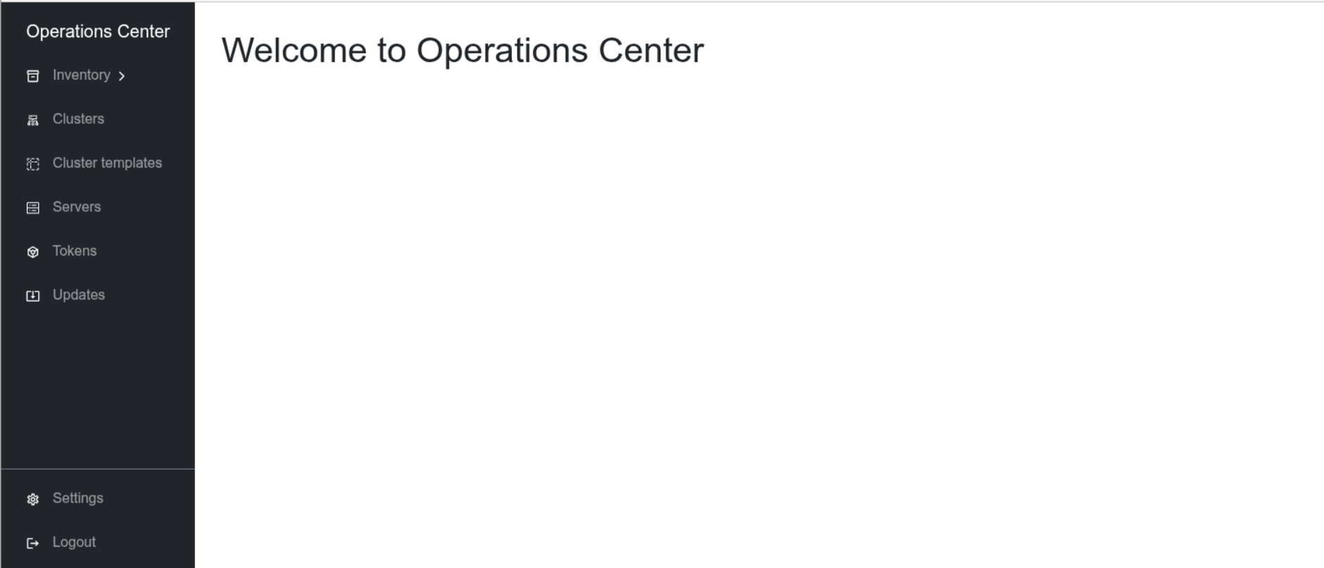 Operations Center UI - Logged in